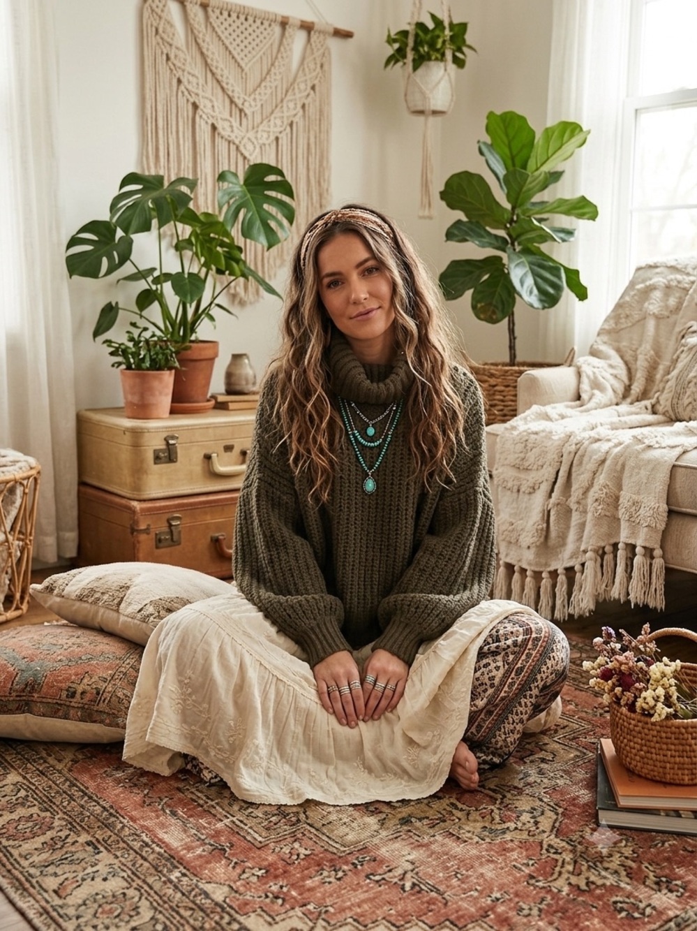 Splendid Olive Green Chunky Turtleneck Sweater
